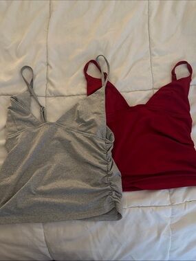 SHEIN Red & Gray V-Neck Camisole Tops